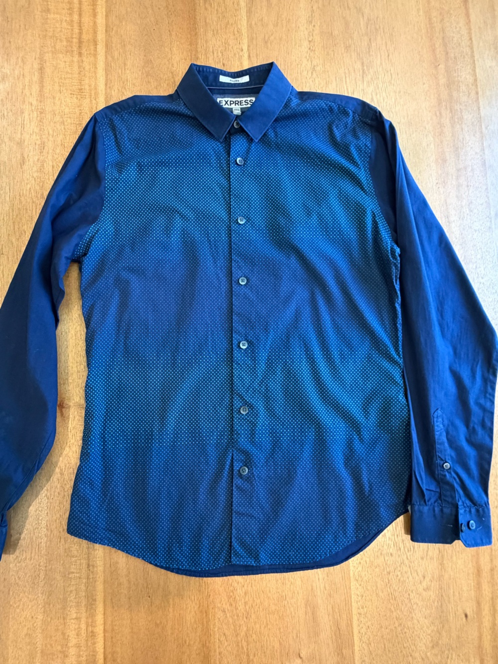Express Men's Blue Dot-Pattern Button-Up Shirt